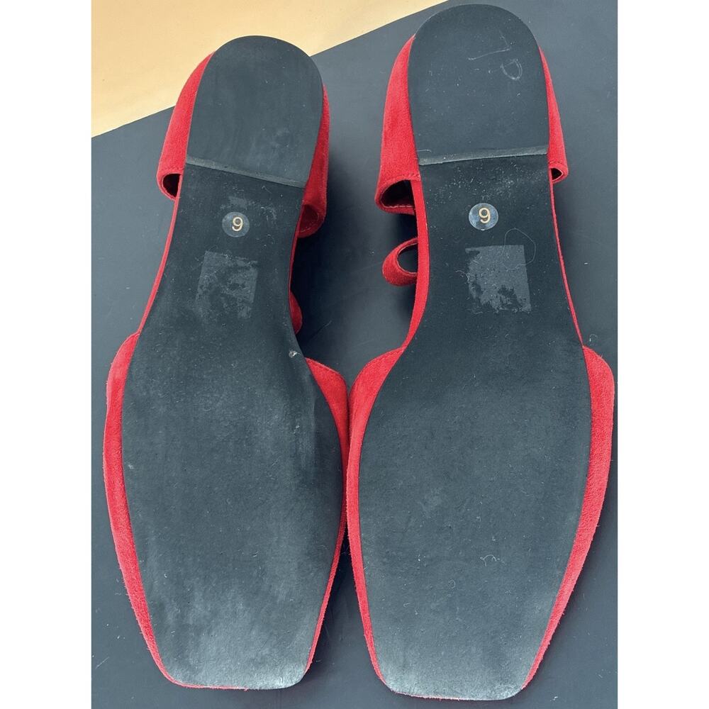 Free People Jeffrey Campbell Red Suede Ballet Flat Square Toe D'Orsay Flat - Picture 9 of 9